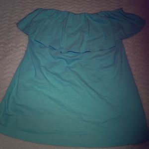 Aqua/blue ruffle top